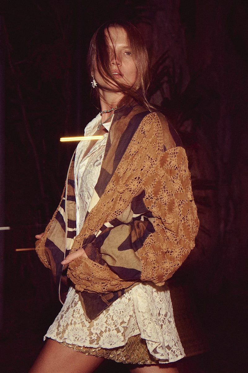 Lorelei Lace + Silk Satin Long Sleeve Shirt