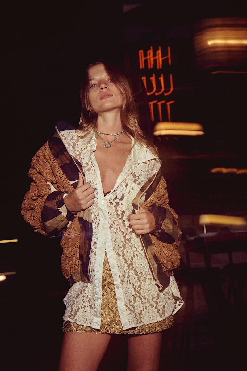 Lorelei Lace + Silk Satin Long Sleeve Shirt