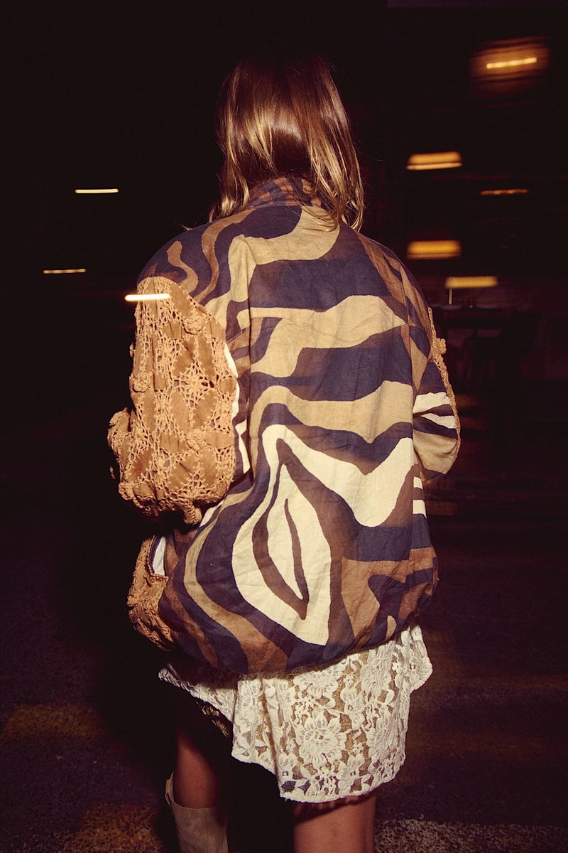 Spellbound Crochet Patchwork Bomber Jacket