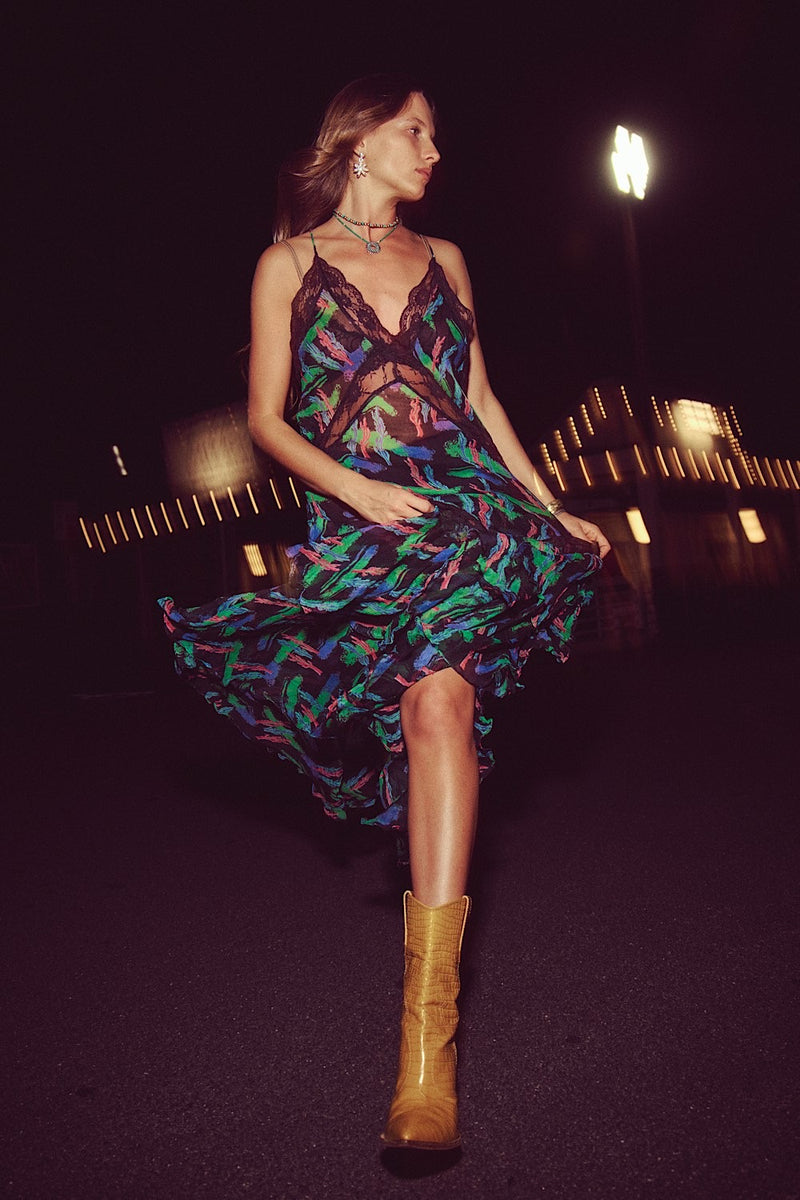 Come Alive Backless Cotton Maxi Dress - Black Water