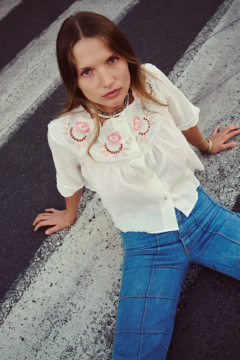 Arabella Cotton Embroidered Blouse