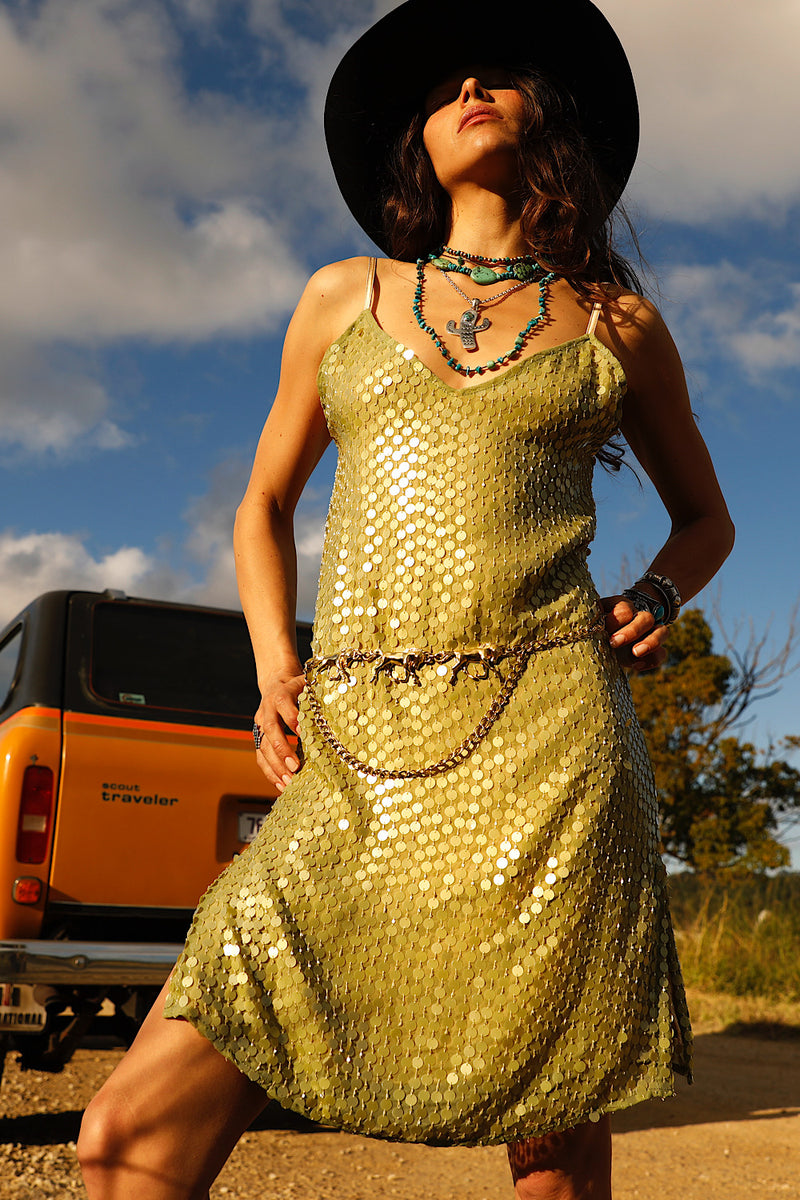 Lady Stardust Beaded Silk Mini Dress