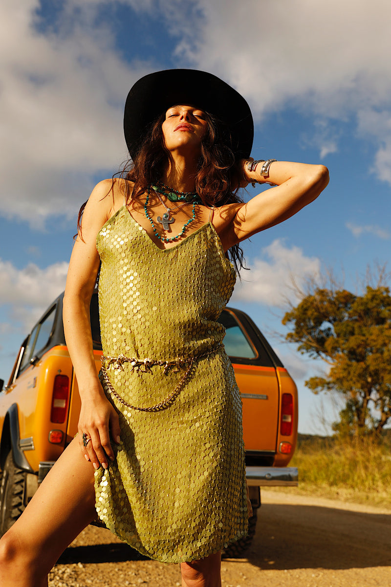 Lady Stardust Beaded Silk Mini Dress