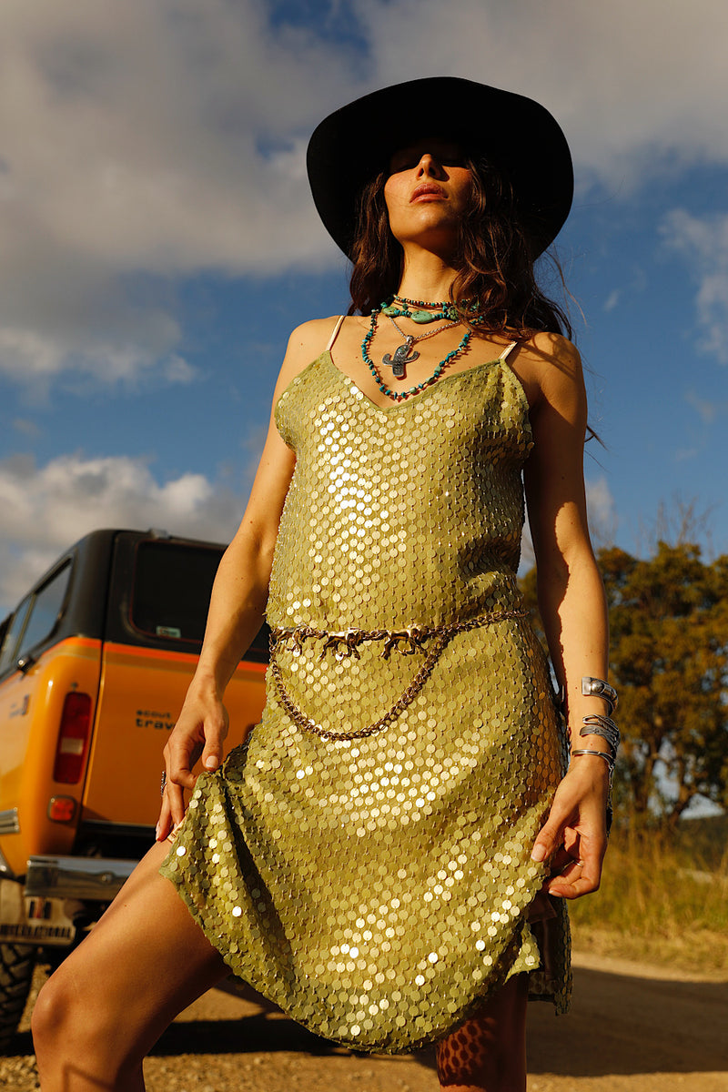 Lady Stardust Beaded Silk Mini Dress