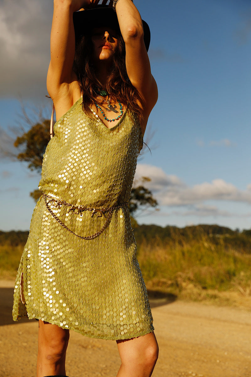 Lady Stardust Beaded Silk Mini Dress
