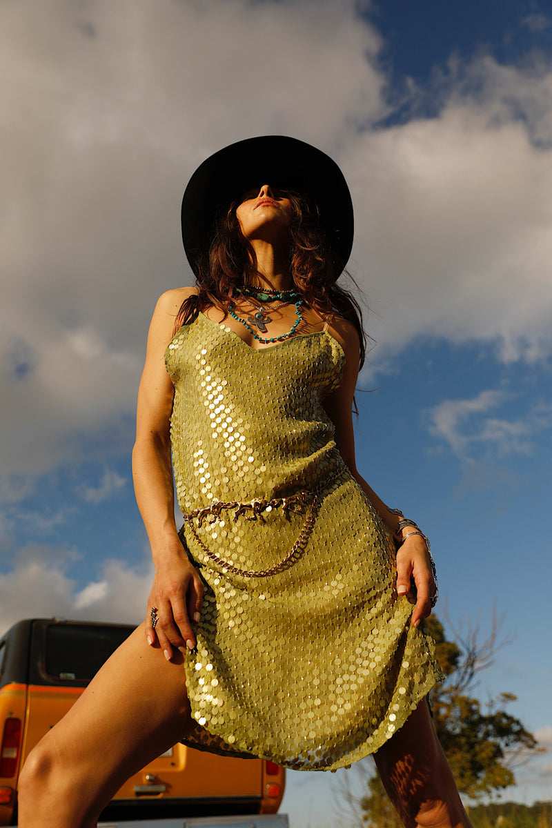 Lady Stardust Beaded Silk Mini Dress