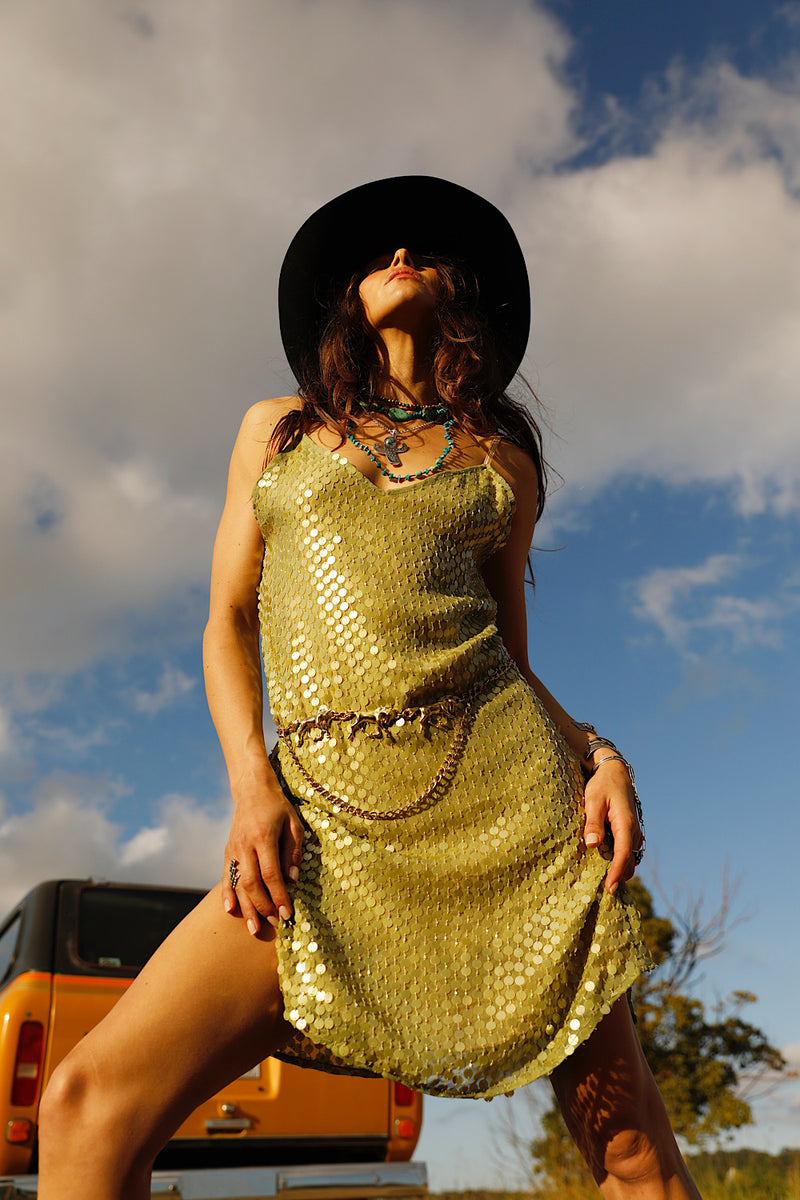 Lady Stardust Beaded Silk Mini Dress
