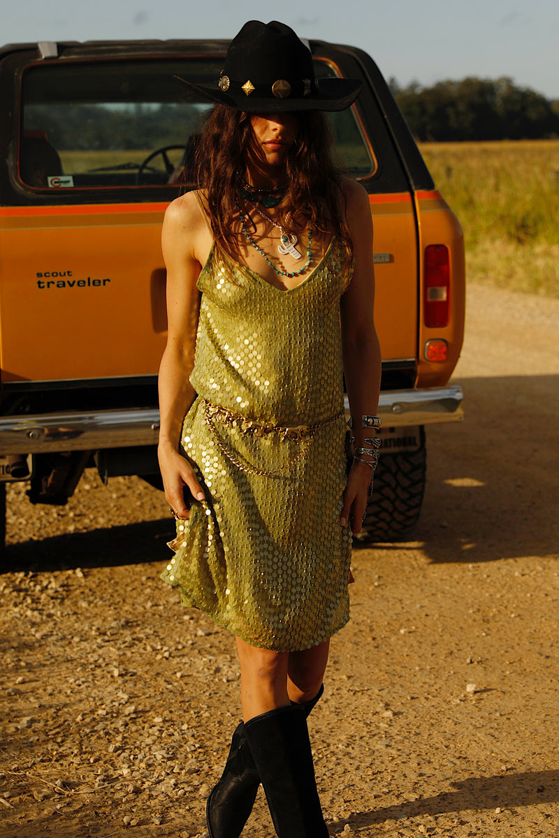 Lady Stardust Beaded Silk Mini Dress