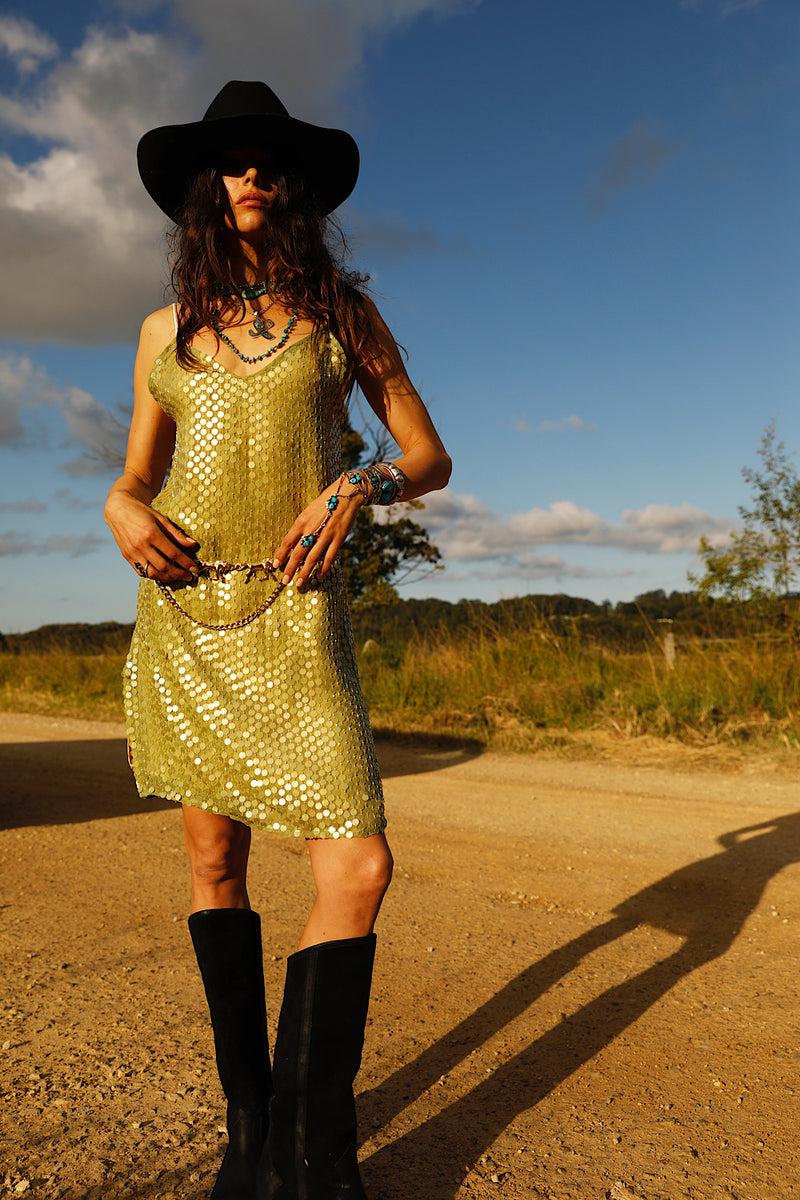 Lady Stardust Beaded Silk Mini Dress