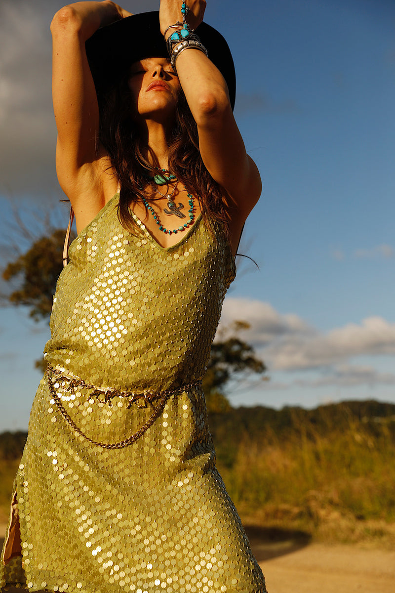 Lady Stardust Beaded Silk Mini Dress