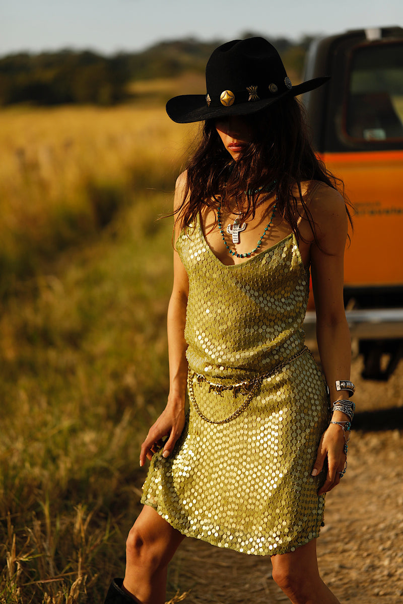 Lady Stardust Beaded Silk Mini Dress