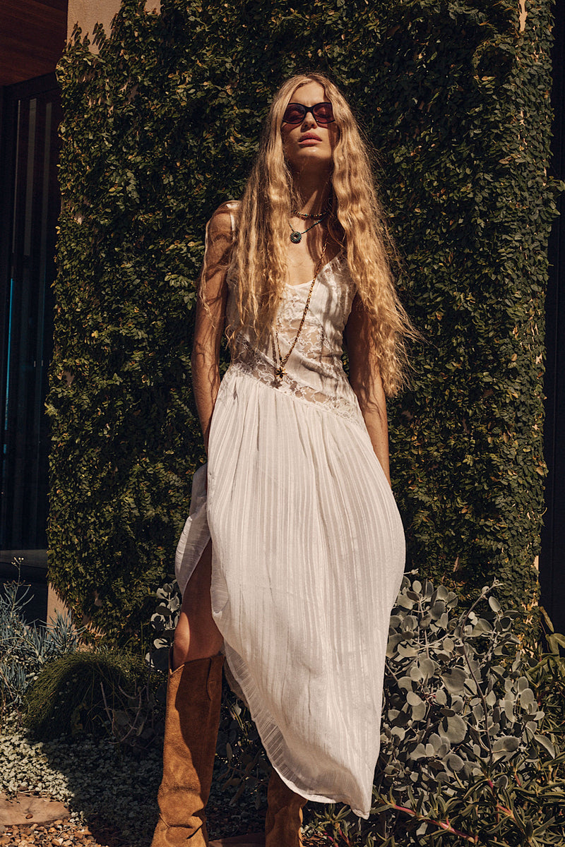 Take My Breath Away Silk Dress - White