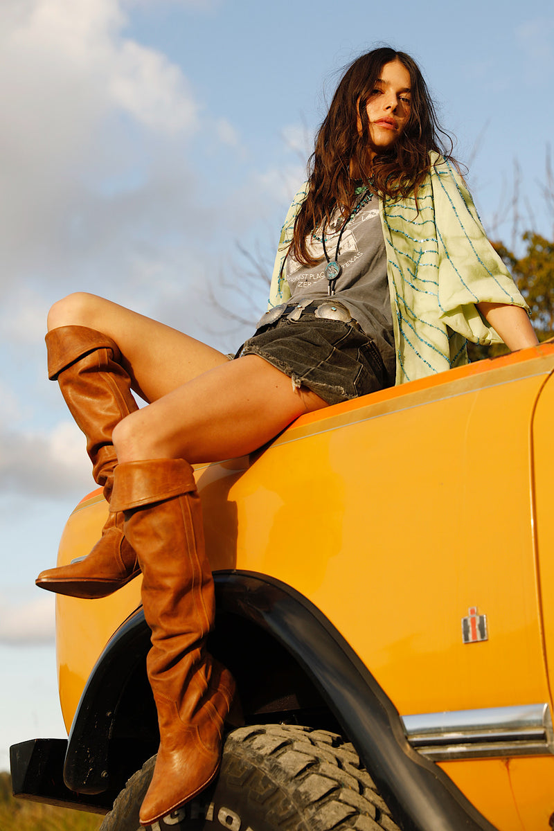 The Rover Tall Leather Slouch Boots - Brown
