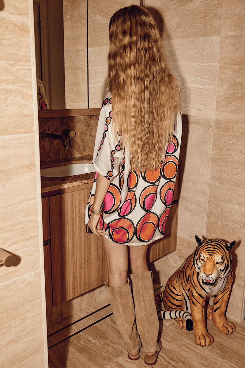 Spinning Wheel Hand Painted Silk Oversized Shirt