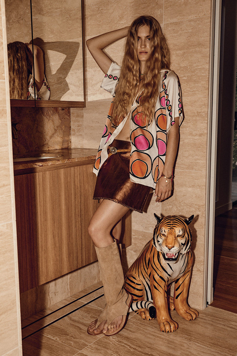 Lady Luck Leather Mini Skirt - Bronze