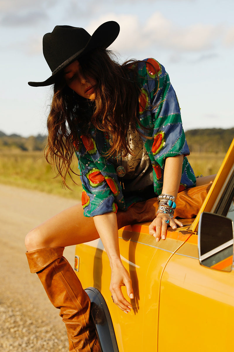 Starman Silk + Sequin Kimono Jacket - Multi