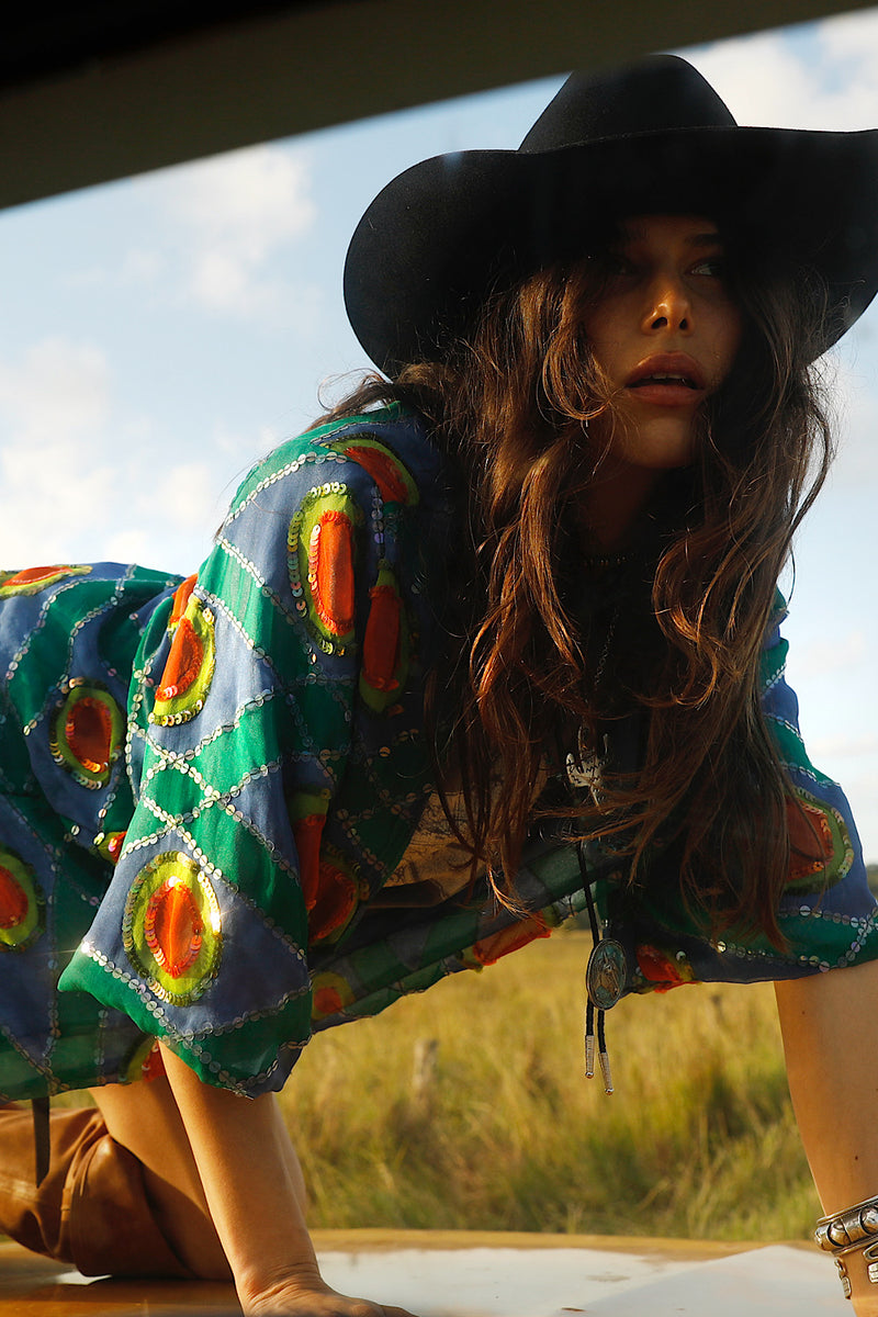 Starman Silk + Sequin Kimono Jacket - Multi