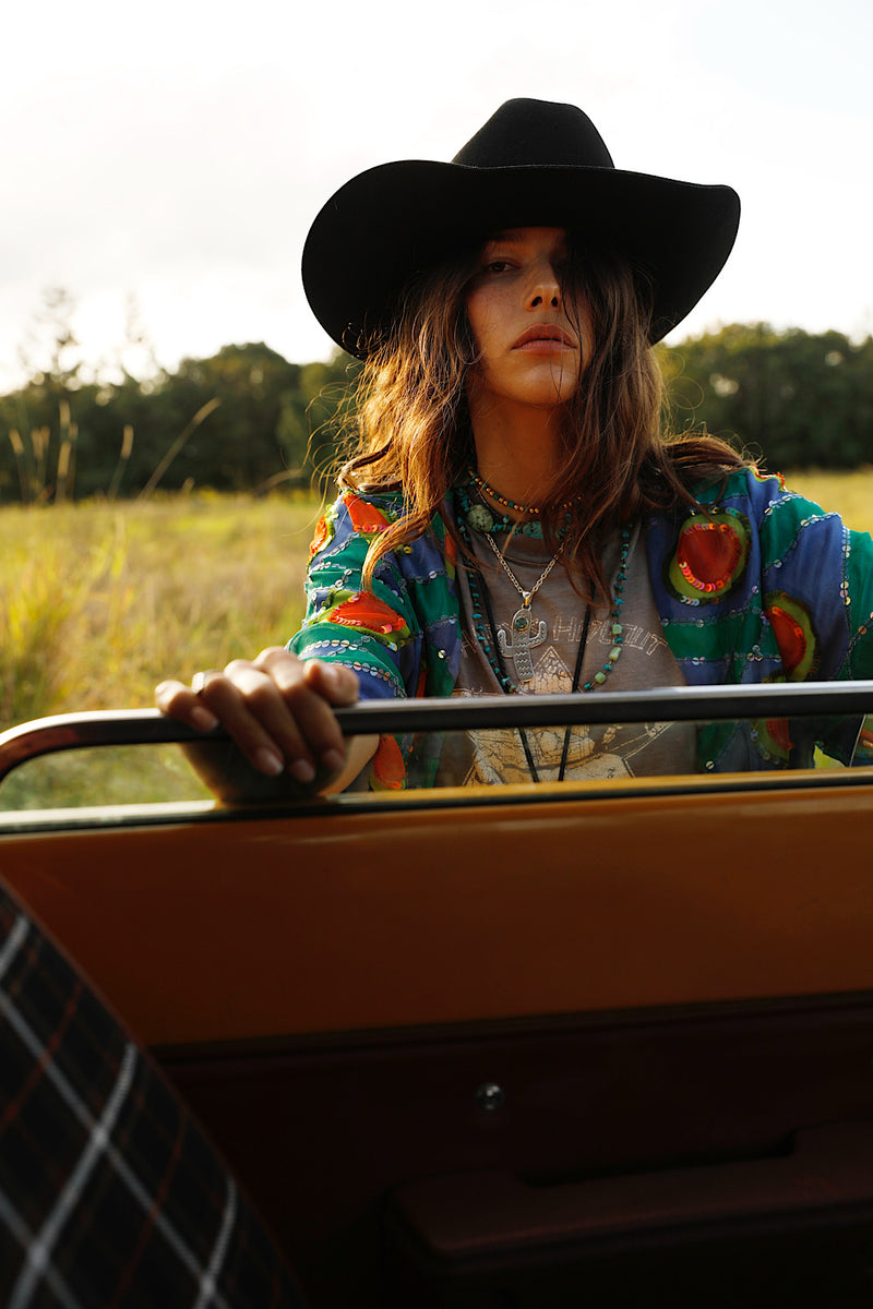 Starman Silk + Sequin Kimono Jacket - Multi