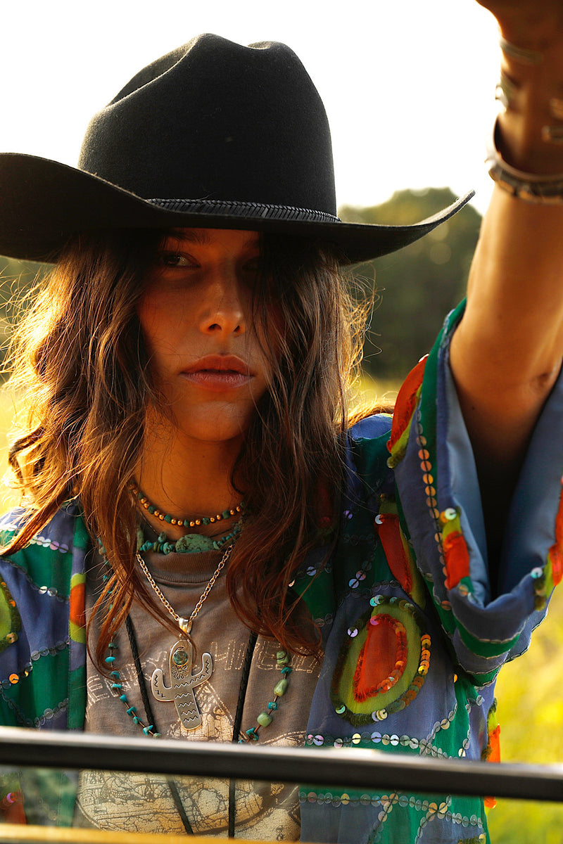 Starman Silk + Sequin Kimono Jacket - Multi