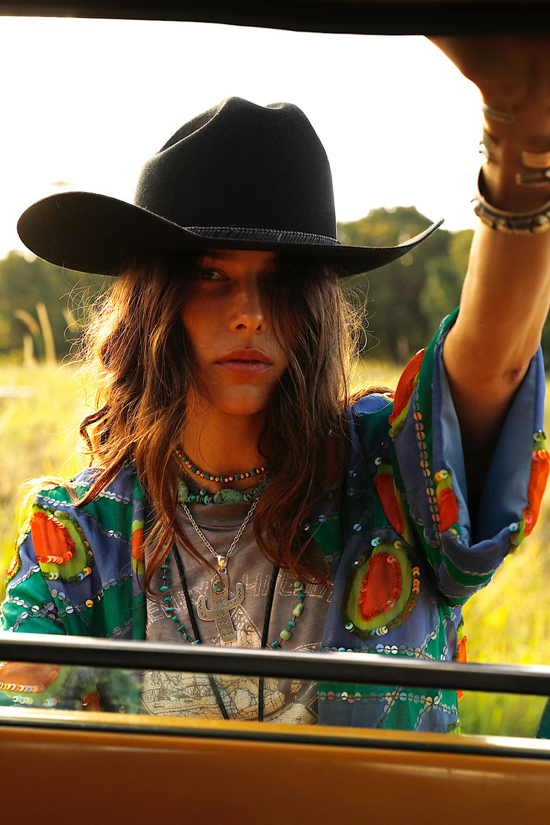 Starman Silk + Sequin Kimono Jacket - Multi