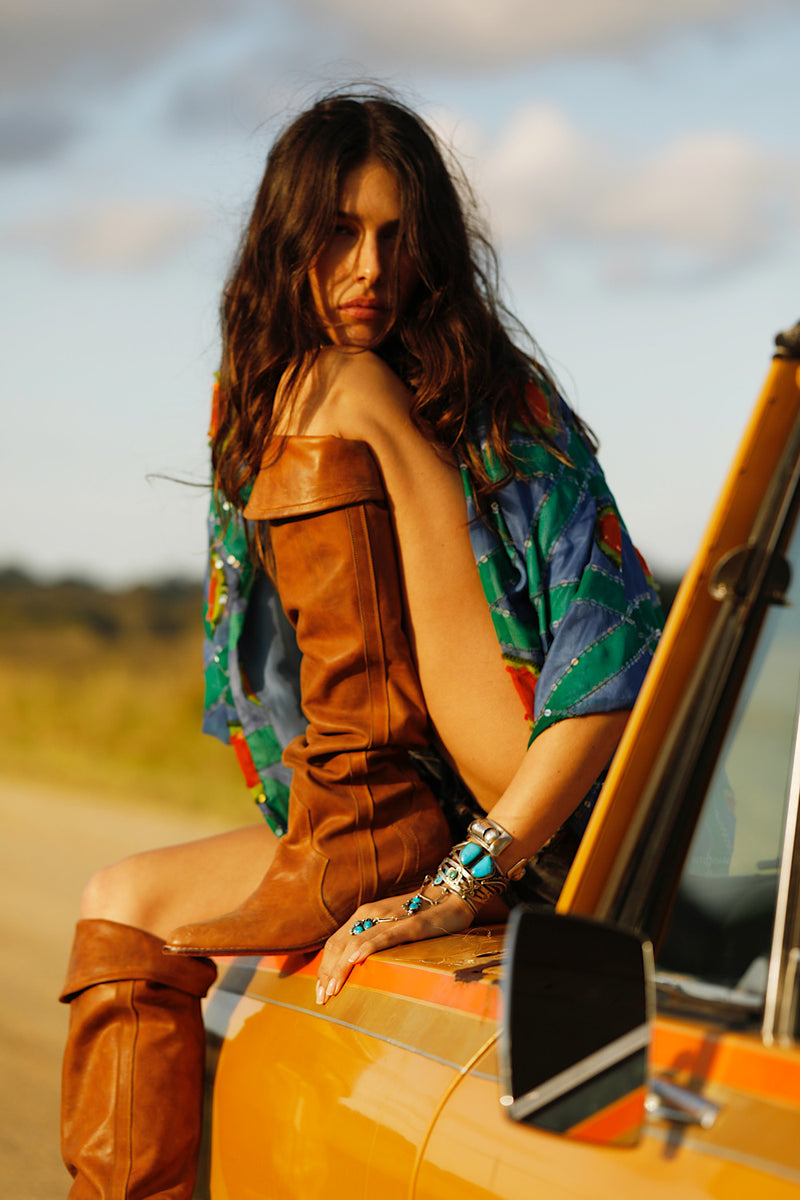 The Rover Tall Leather Slouch Boots - Brown