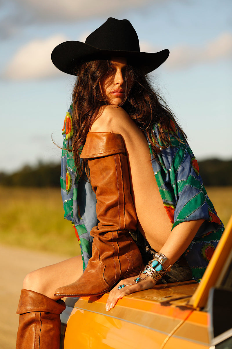 The Rover Tall Leather Slouch Boots - Brown