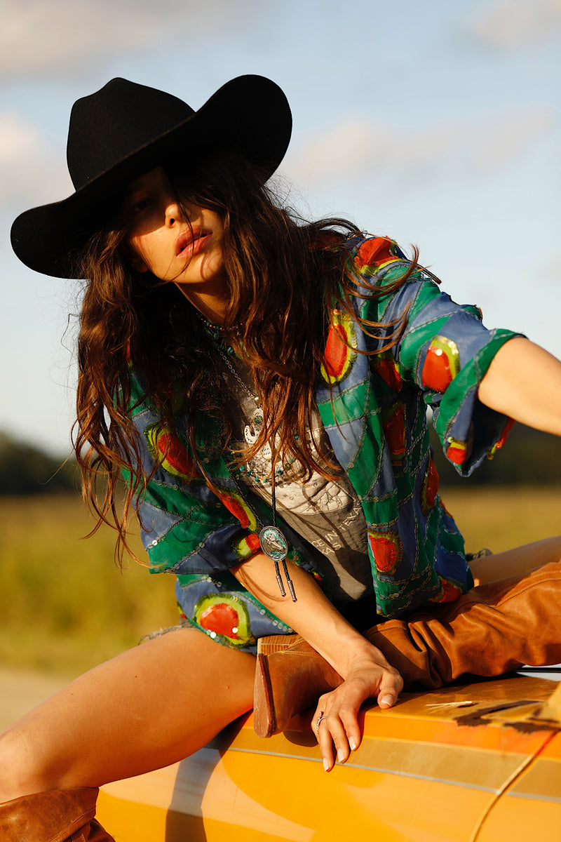 Starman Silk + Sequin Kimono Jacket - Multi