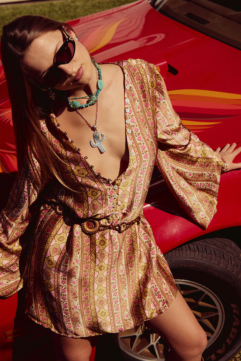 Deep River Silk Mini Dress - Amber Meadow