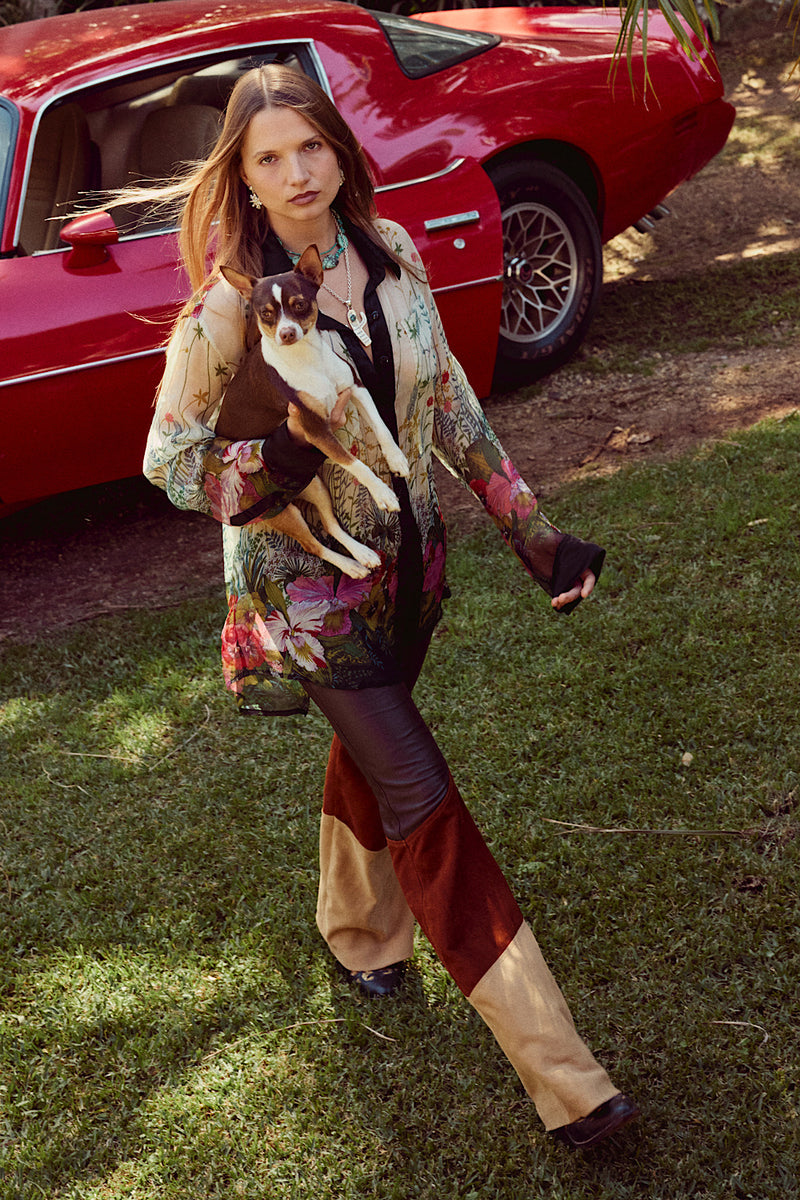 Wild Mountain Honey Leather Flares - 3 Tone