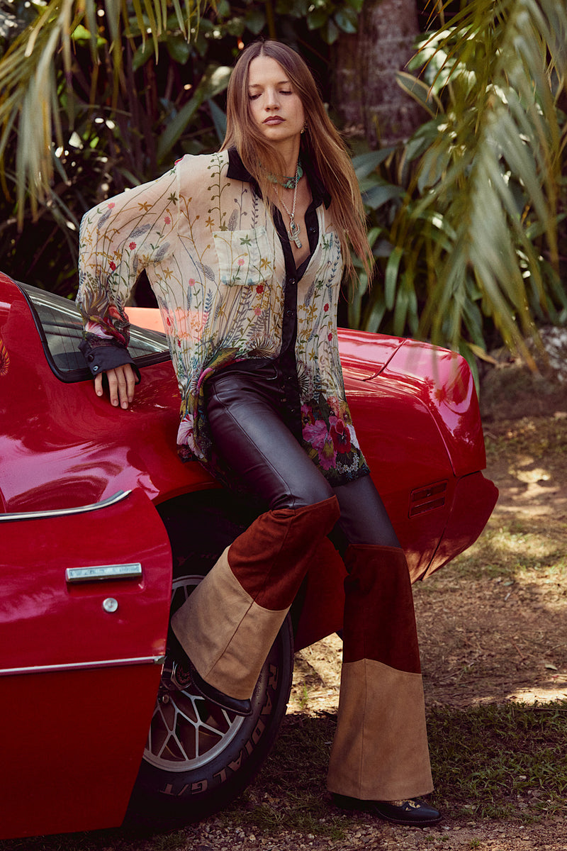 Wild Mountain Honey Leather Flares - 3 Tone