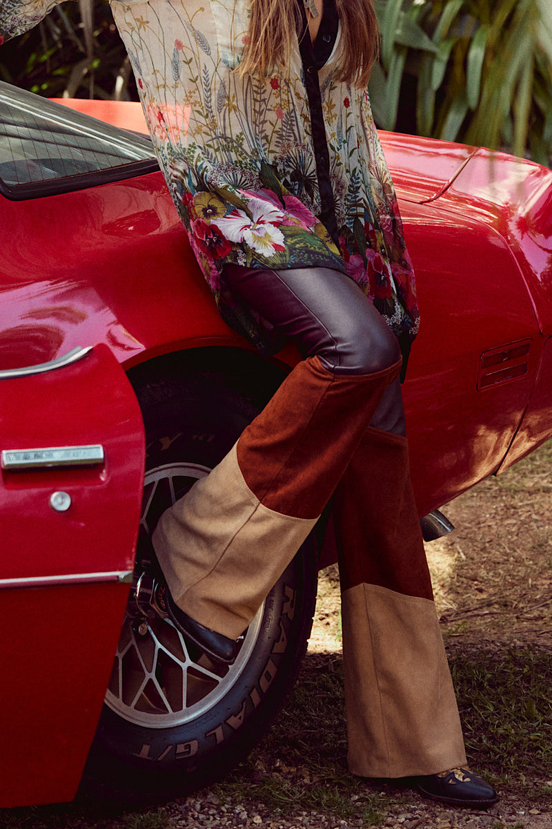 Wild Mountain Honey Leather Flares - 3 Tone