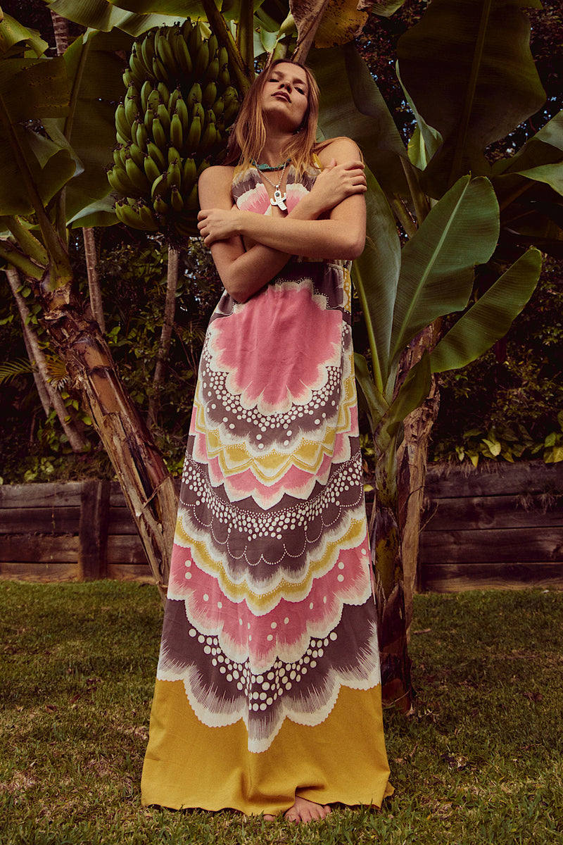 The Muse Hand Painted Silk Crepe Maxi Dress