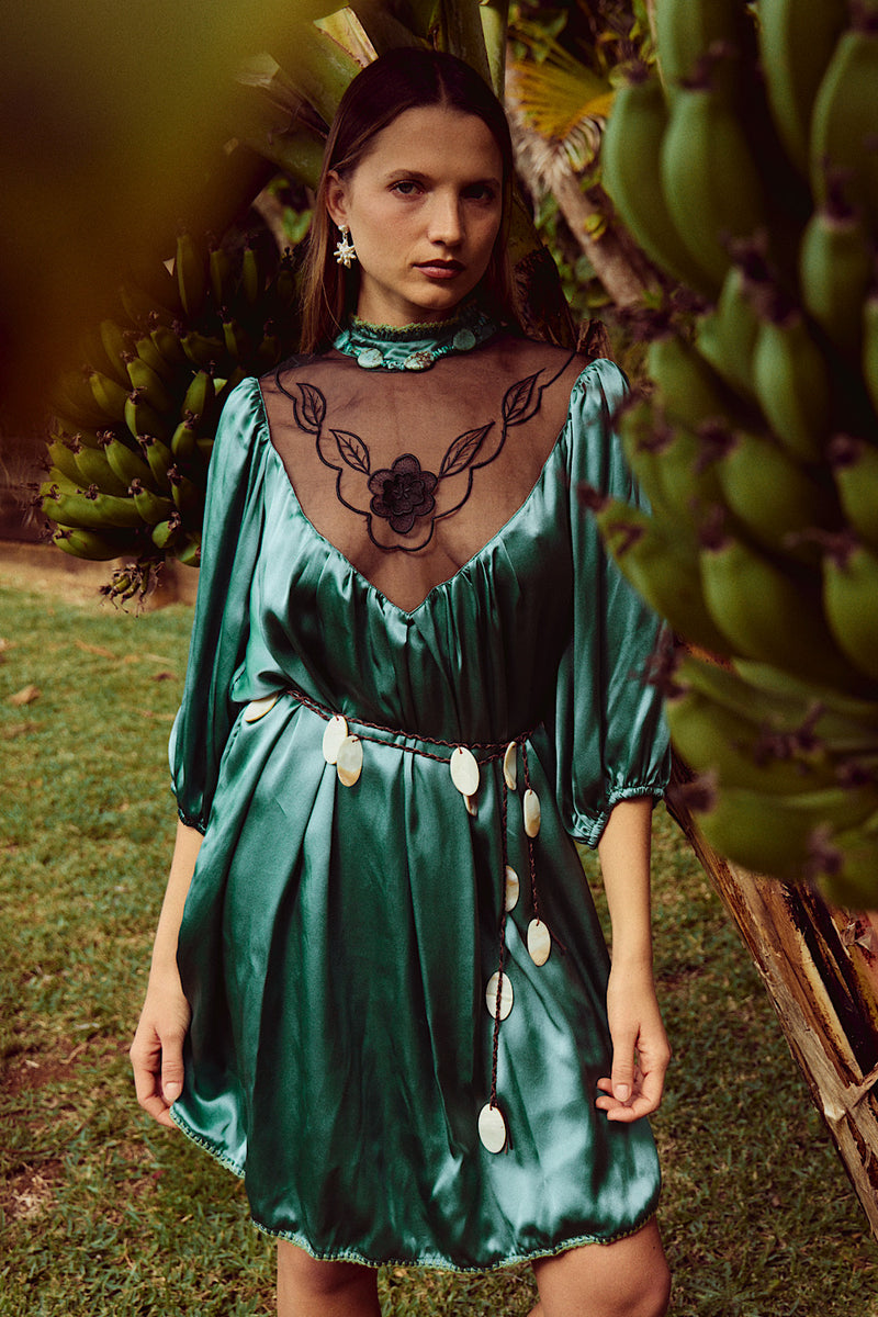 Sweet Caroline Silk Satin + Organza Mini Dress