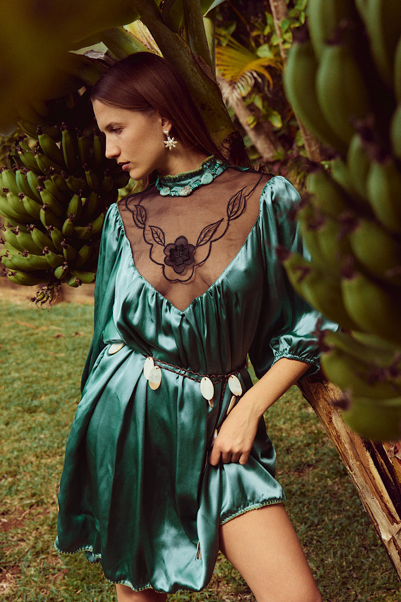 Sweet Caroline Silk Satin + Organza Mini Dress