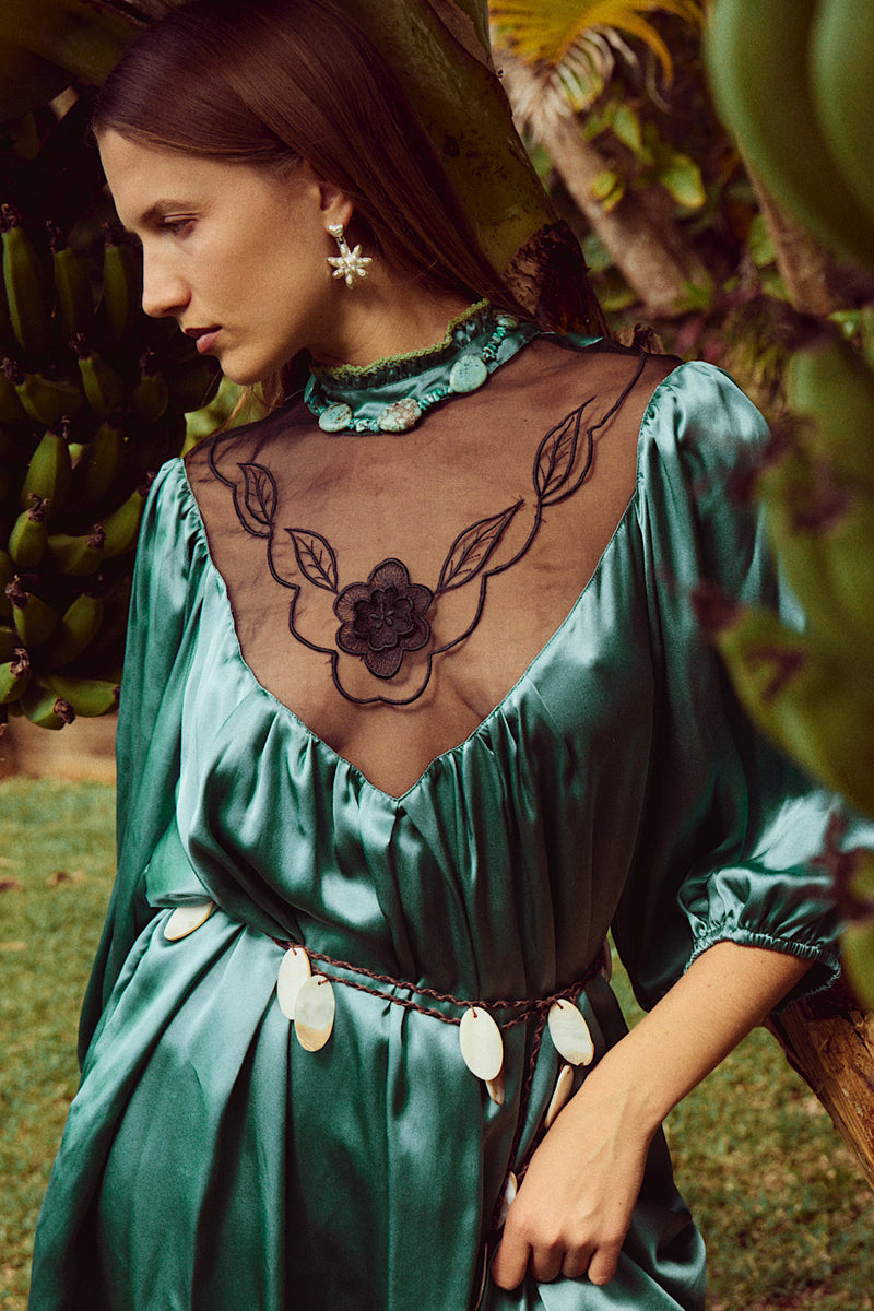 Sweet Caroline Silk Satin + Organza Mini Dress