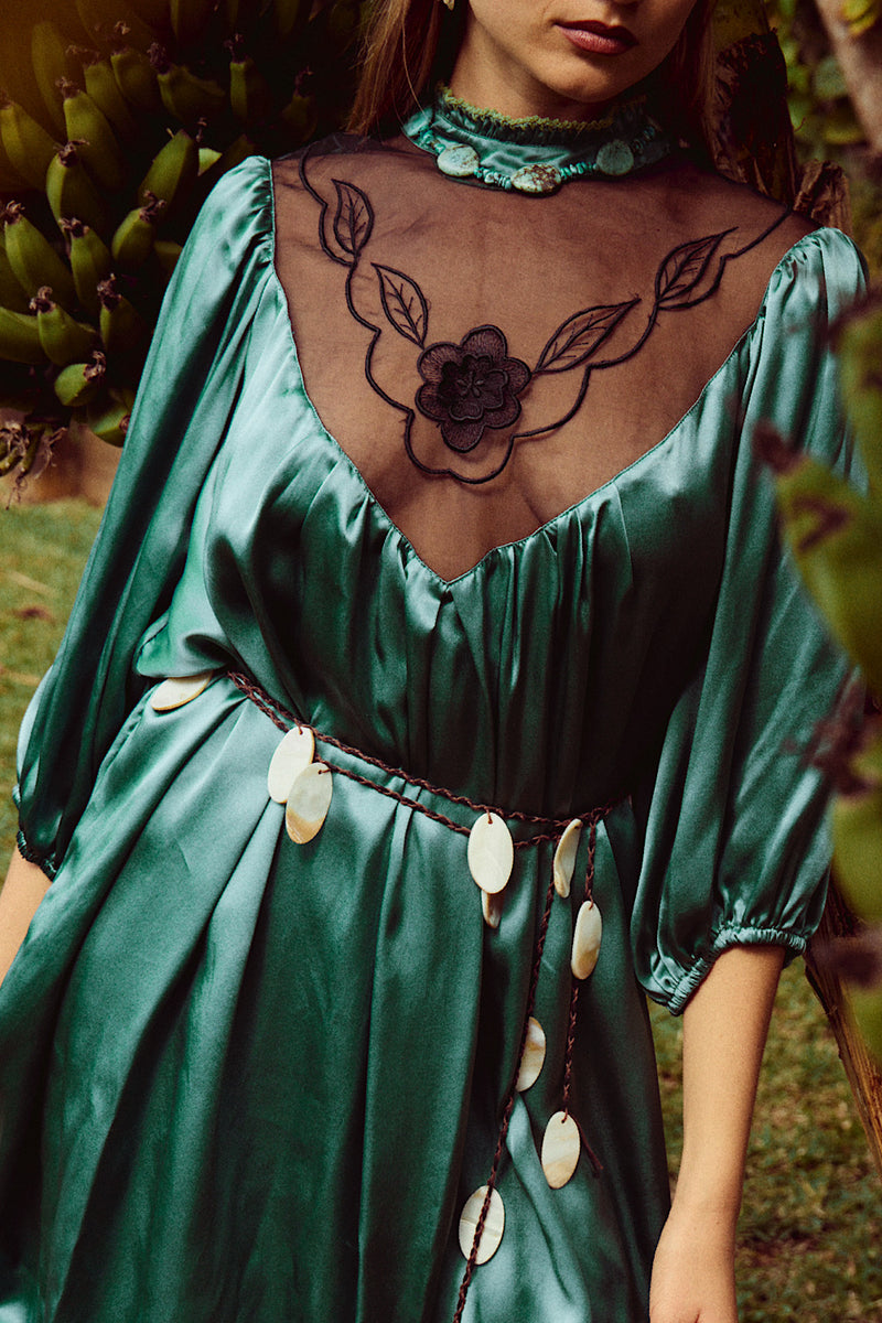 Sweet Caroline Silk Satin + Organza Mini Dress