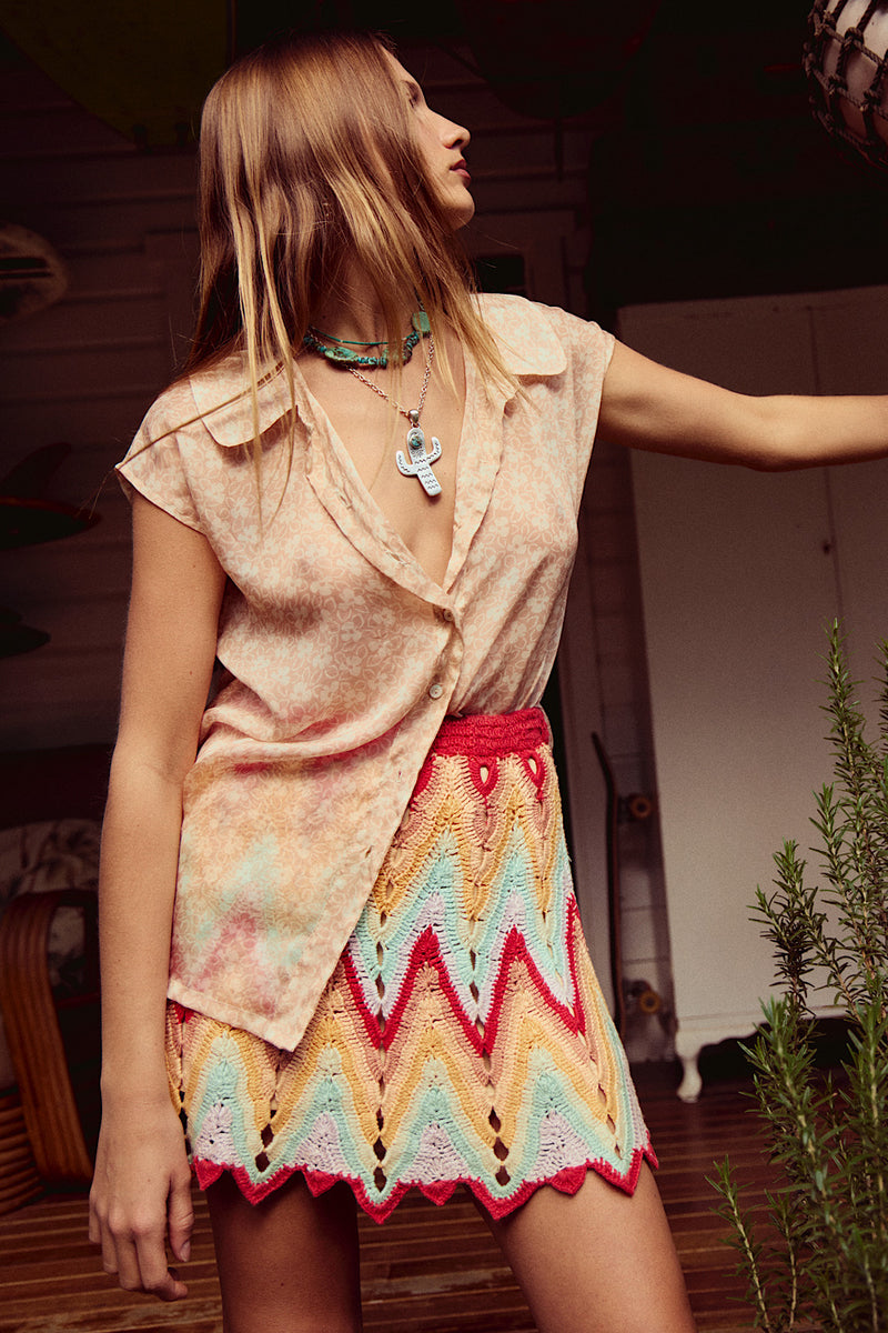 Summer Breeze Silk Blouse - Pink Floral