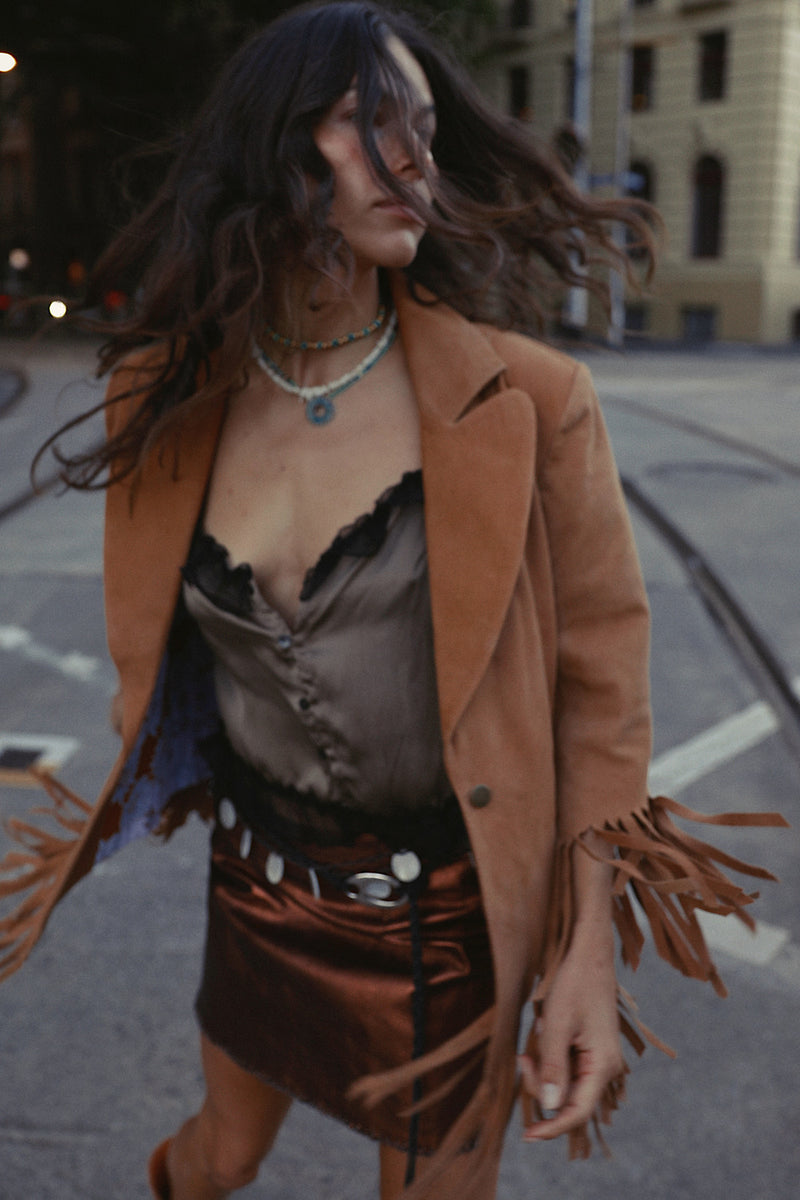 Lone Star Fringe Suede Jacket - Tan