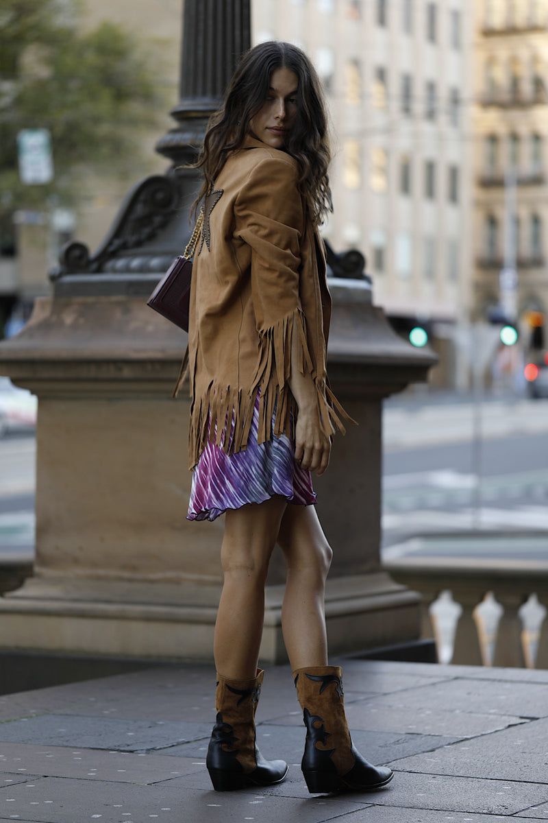 Lone Star Fringe Suede Jacket - Tan