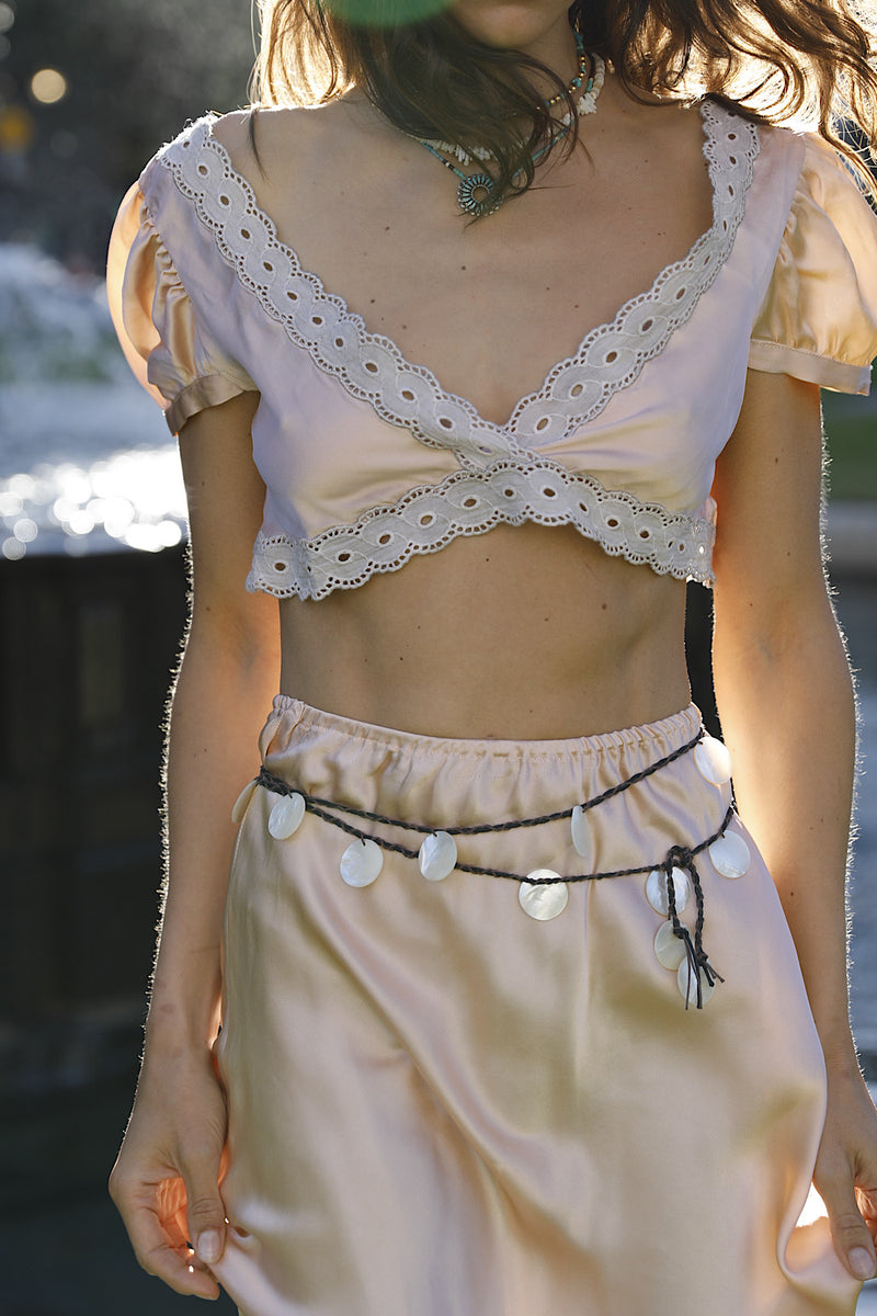 Ocean Eyes Braided Shell Disc Belt