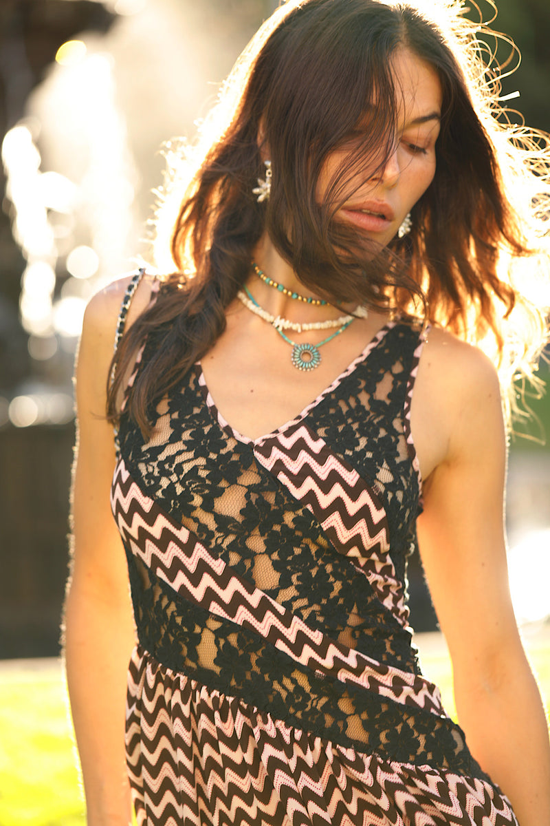 Take My Breath Away Silk Dress - Chevron