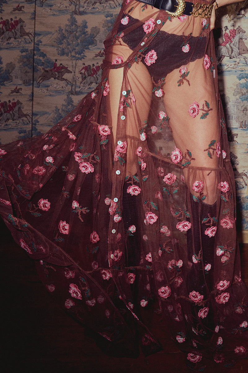 Last Night Tulle Embroidered Maxi Dress
