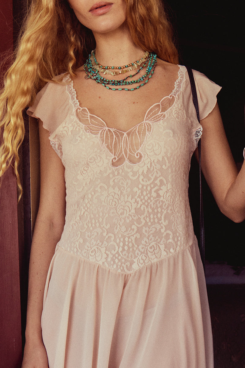 Darling Be Home Soon Silk + Lace Mini Dress