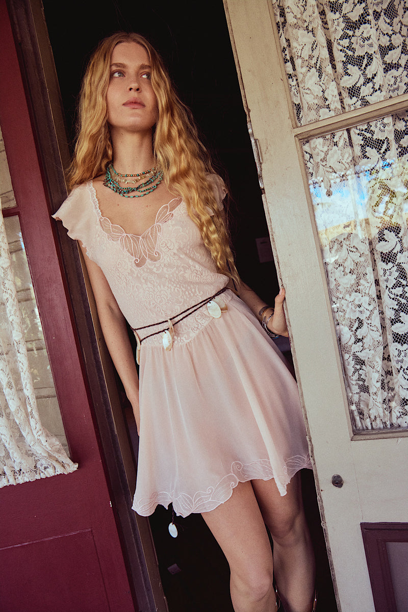 Darling Be Home Soon Silk + Lace Mini Dress