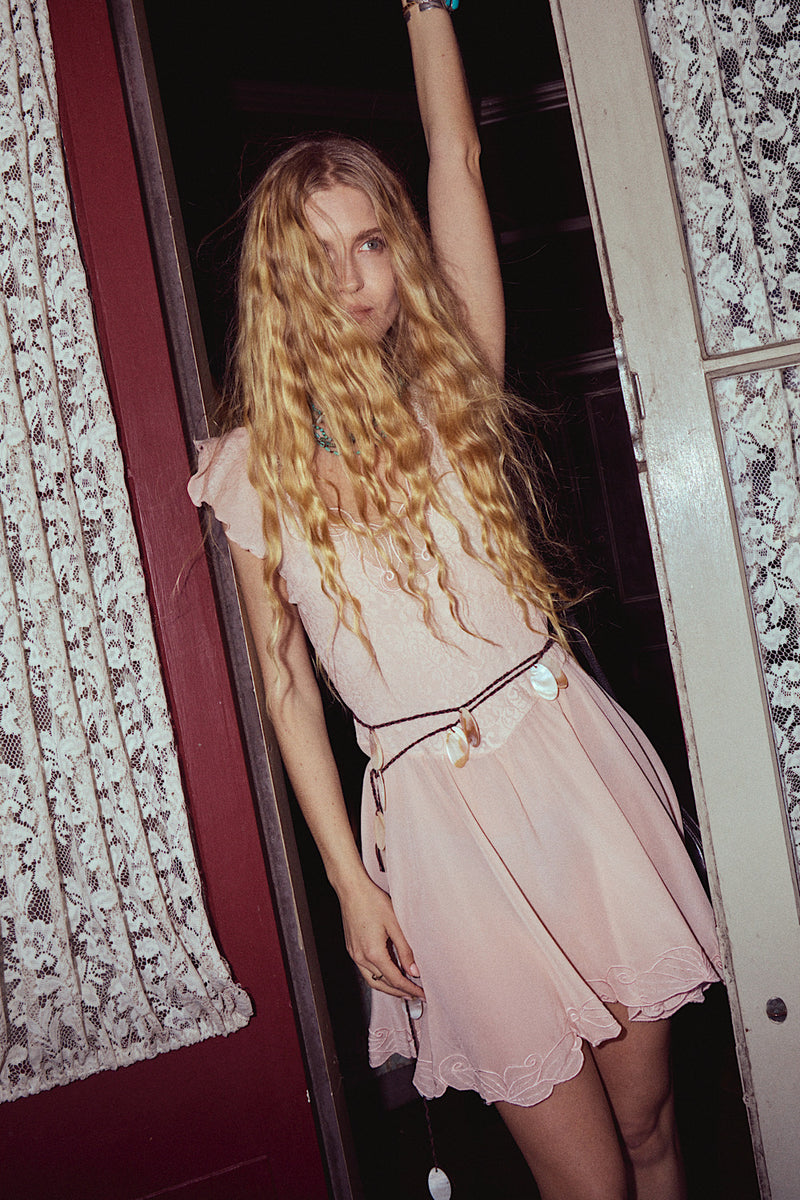 Darling Be Home Soon Silk + Lace Mini Dress