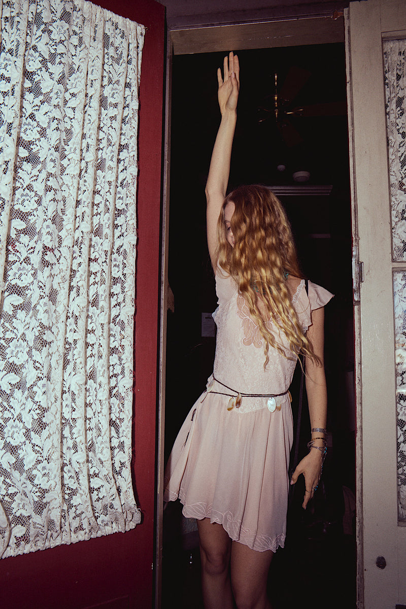 Darling Be Home Soon Silk + Lace Mini Dress