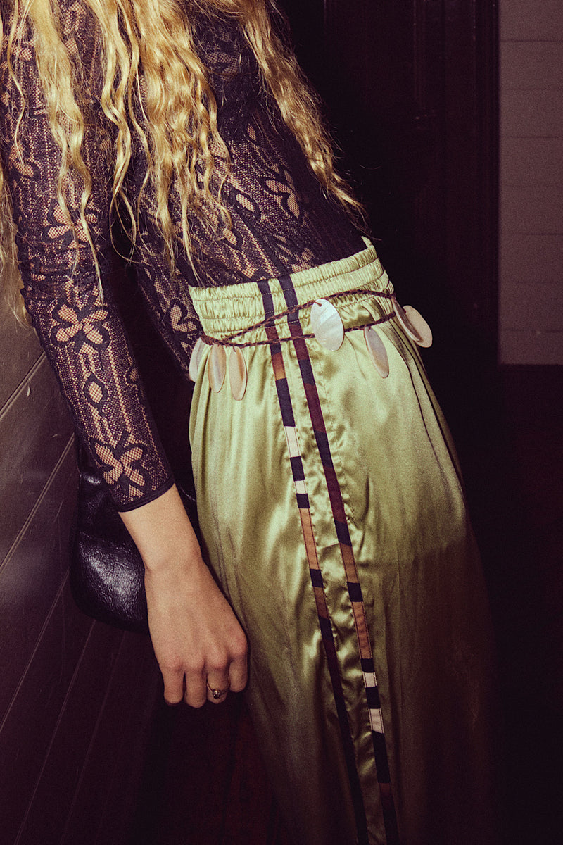 Long Long Time Silk Pants - Green
