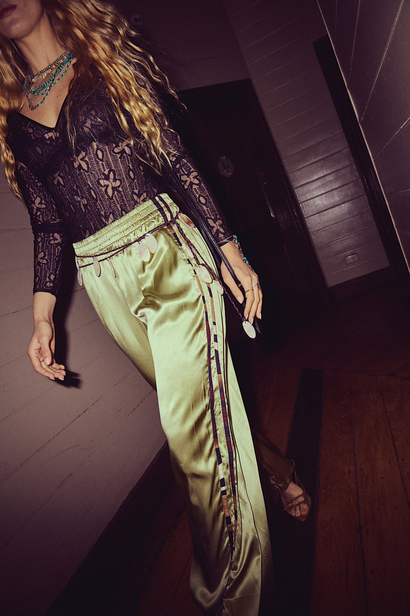 Long Long Time Silk Pants - Green