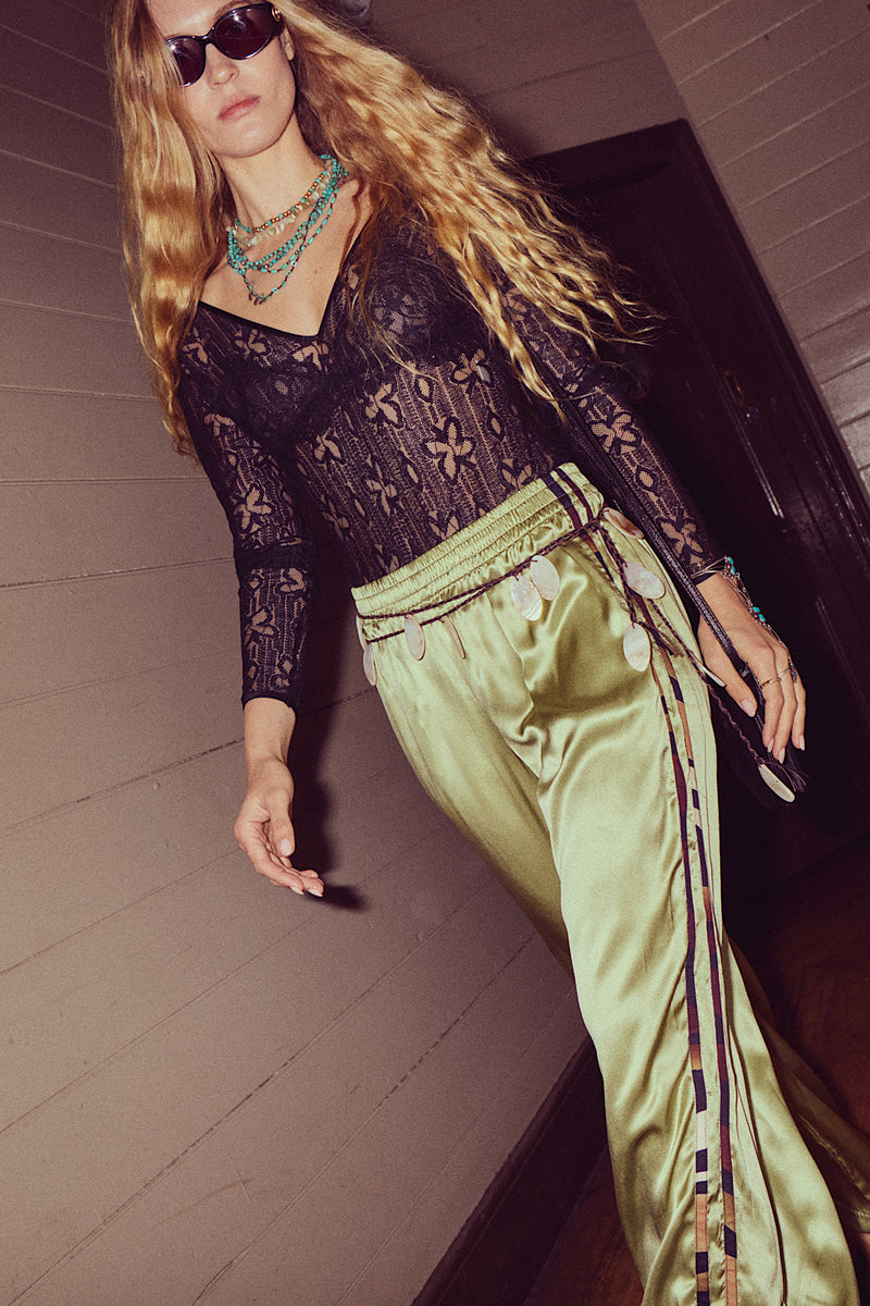 Long Long Time Silk Pants - Green