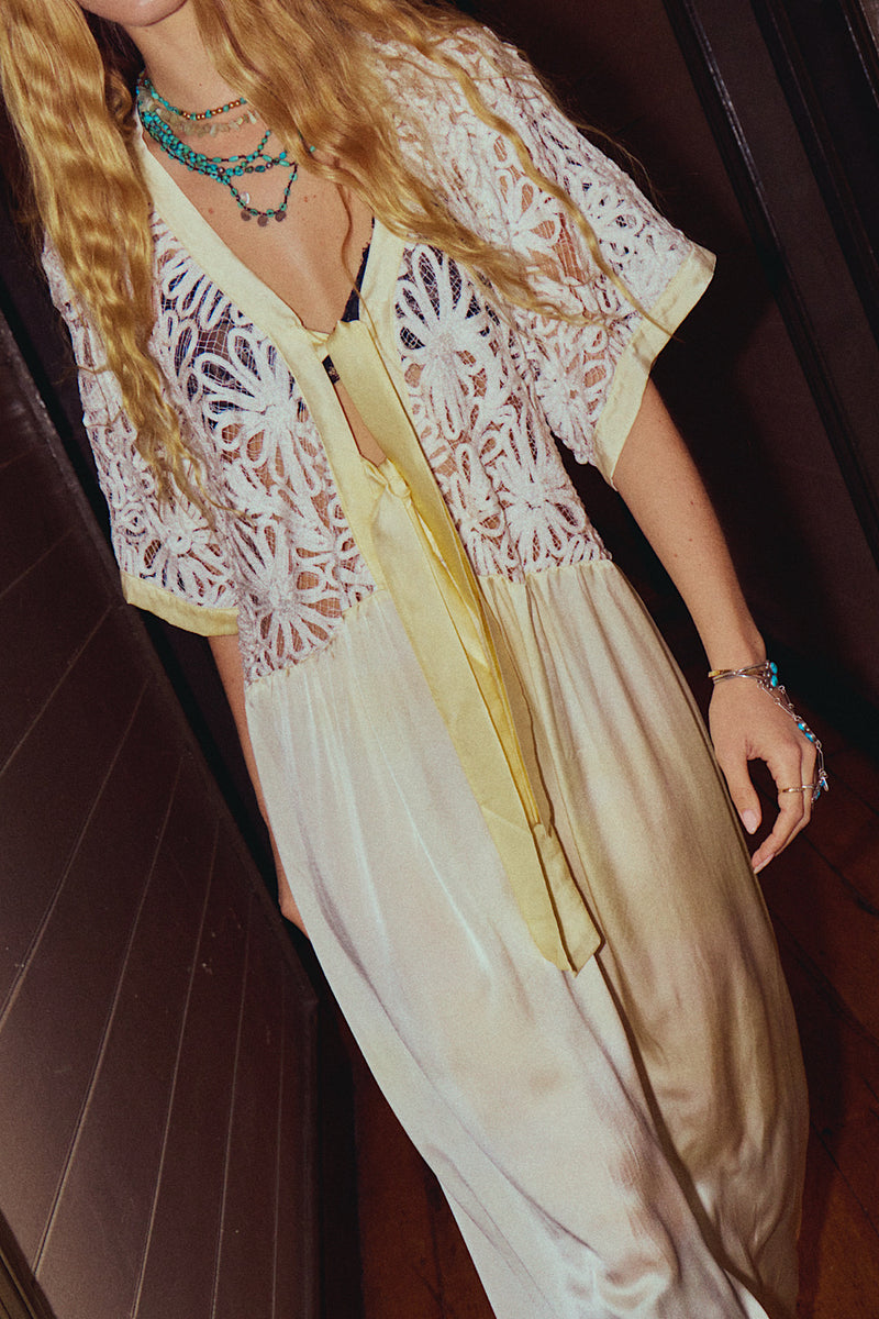Dream a Little Dream of Me Silk + Corded Lace Maxi Dress